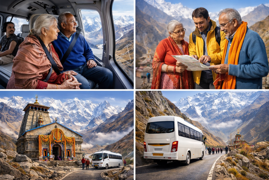 Kedarnath Yatra cost from Delhi showing route, helicopter service, temple view and stay options