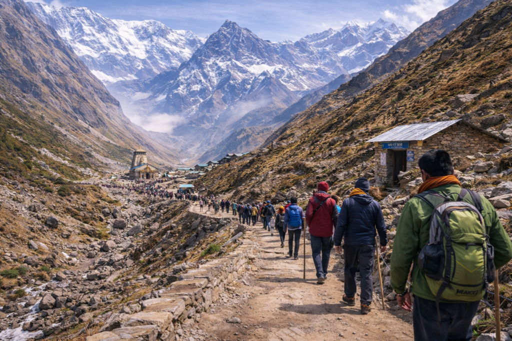 Kedarnath trek route from Gaurikund to Kedarnath Temple